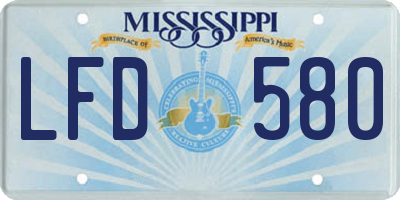 MS license plate LFD580
