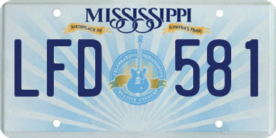 MS license plate LFD581