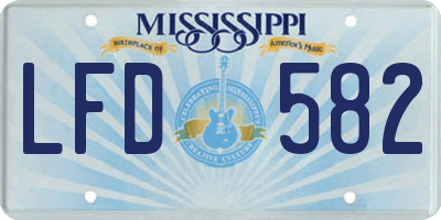 MS license plate LFD582