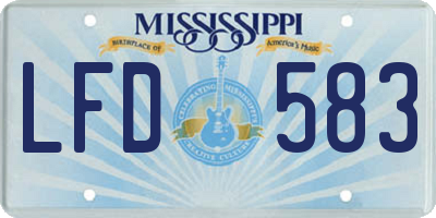 MS license plate LFD583
