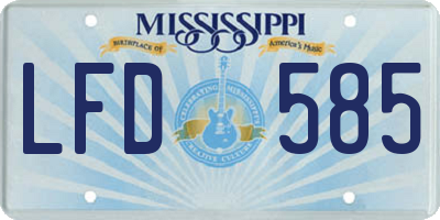 MS license plate LFD585