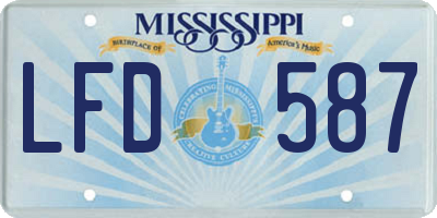 MS license plate LFD587