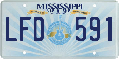 MS license plate LFD591
