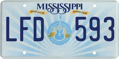 MS license plate LFD593
