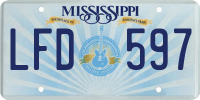 MS license plate LFD597