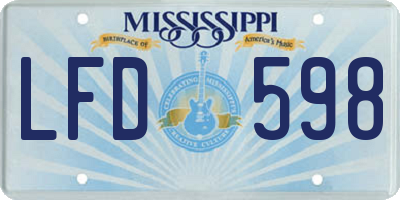 MS license plate LFD598