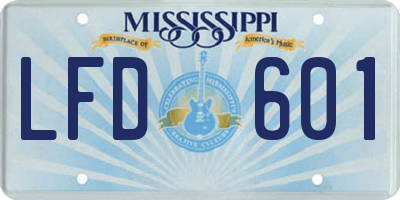 MS license plate LFD601