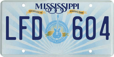 MS license plate LFD604