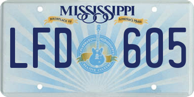 MS license plate LFD605