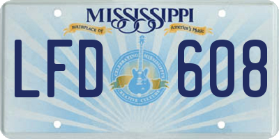 MS license plate LFD608