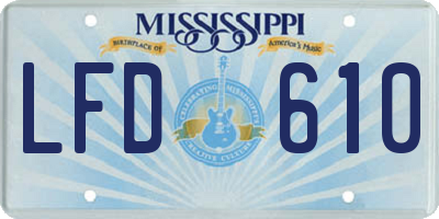MS license plate LFD610