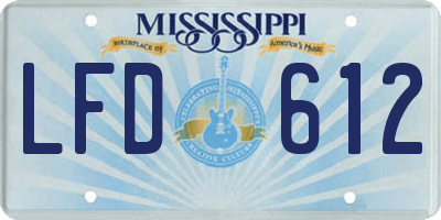 MS license plate LFD612