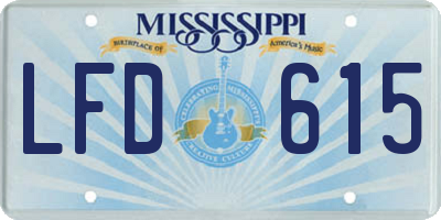 MS license plate LFD615