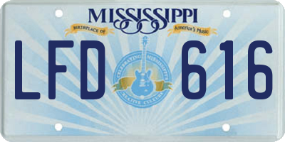 MS license plate LFD616