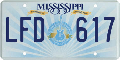 MS license plate LFD617