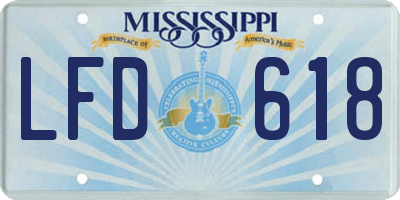 MS license plate LFD618
