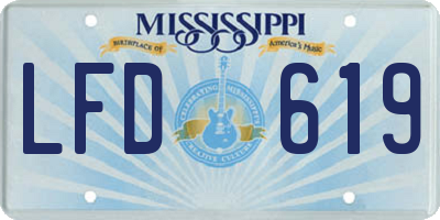 MS license plate LFD619