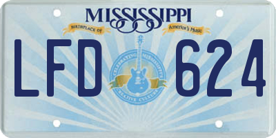 MS license plate LFD624