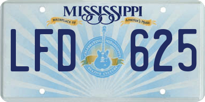MS license plate LFD625