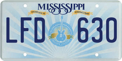 MS license plate LFD630