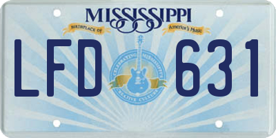 MS license plate LFD631