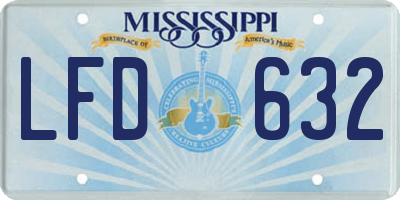 MS license plate LFD632