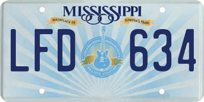 MS license plate LFD634