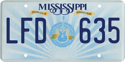 MS license plate LFD635