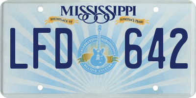 MS license plate LFD642