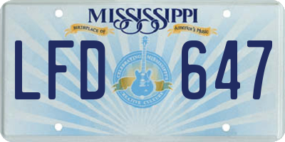 MS license plate LFD647