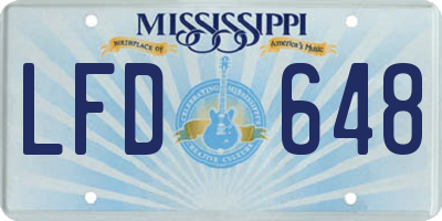 MS license plate LFD648