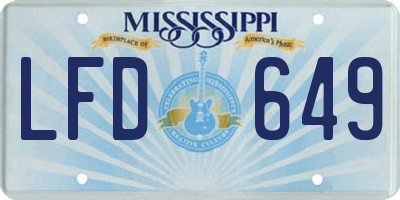 MS license plate LFD649