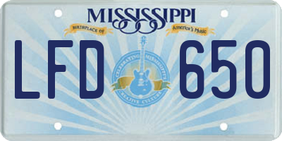 MS license plate LFD650
