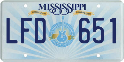 MS license plate LFD651