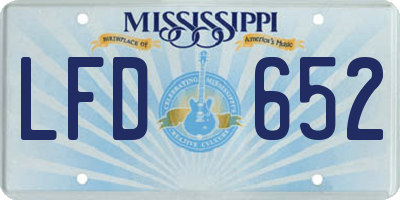 MS license plate LFD652