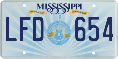 MS license plate LFD654