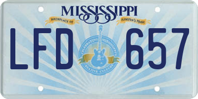 MS license plate LFD657
