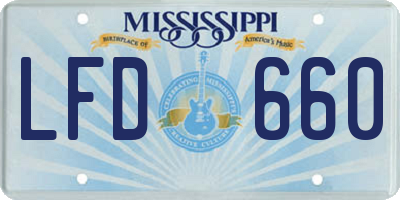 MS license plate LFD660