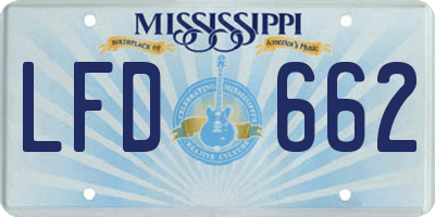 MS license plate LFD662