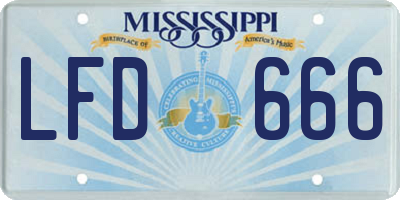 MS license plate LFD666