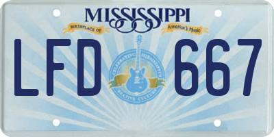 MS license plate LFD667