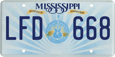 MS license plate LFD668
