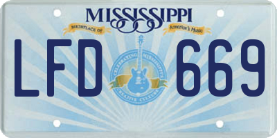 MS license plate LFD669