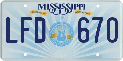 MS license plate LFD670