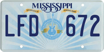 MS license plate LFD672