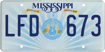 MS license plate LFD673