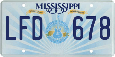 MS license plate LFD678