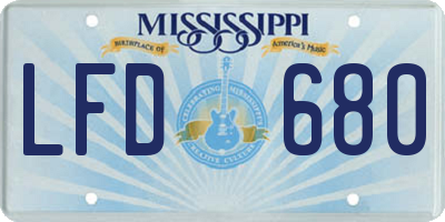 MS license plate LFD680
