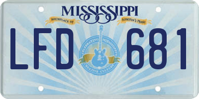 MS license plate LFD681