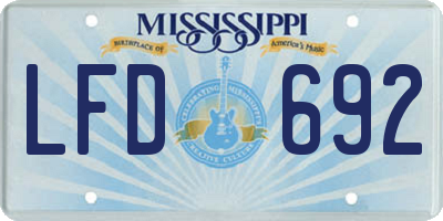 MS license plate LFD692
